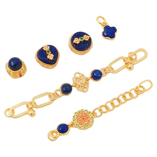 天然石青金石24K保色隔珠吊坠手链连接件diy手链项链串珠饰品配件