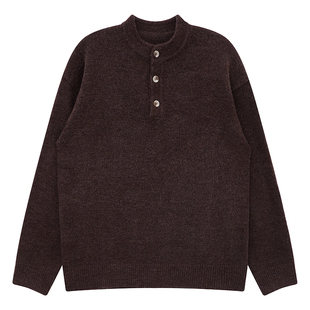 MCCEVTG意式优雅 小领口毛衣男士春季复古亨利领针织衫加厚内搭秋