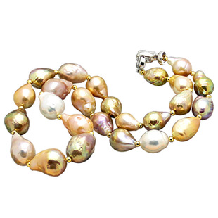 点醉天然巴洛克珍珠项链炫彩霸气款豹头吊坠超大颗粒长款正品送礼