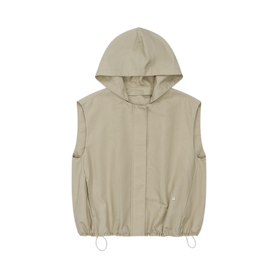 轻盈亚麻连帽马甲（可拆卸）