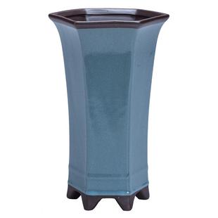 特大号兰花专用花盆陶瓷哥窑六边中国风吊兰盆景盆高款复古紫砂盆