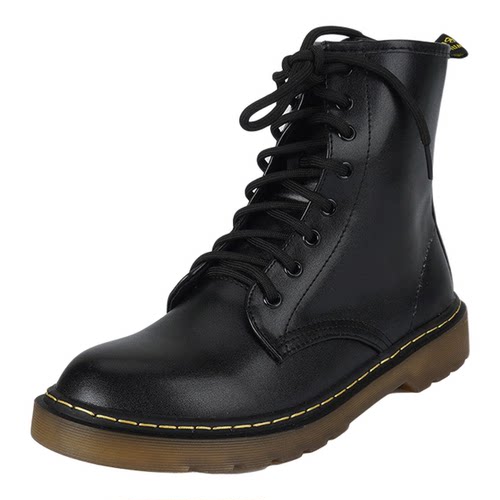 36/38-39马丁靴ZUSE女冬新黑色粗跟保暖短靴加绒侧拉链机车靴子