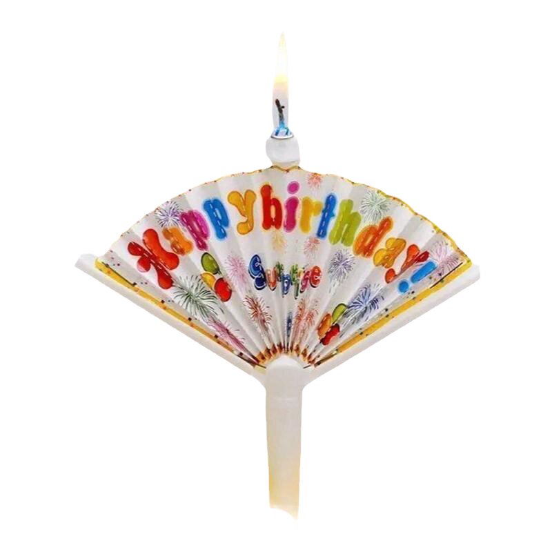 祝福语装饰扇形生日蜡烛自动展开