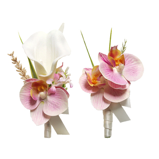 新中式秋粉唯美胸花襟花新娘伴娘姐妹手腕花结婚摄影庆典开业配