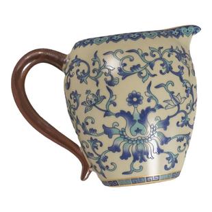 清仓特卖300ml大容量汝窑青花公道杯家用功夫陶瓷分茶器手柄茶海