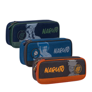 得力火影忍者笔袋文具盒男孩铅笔盒男童大容量小学生五六年级新款高颜值动漫佐助卡卡西文具袋初中生高中生用