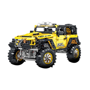 牧马人积木越野车电动遥控汽车模型男孩益智拼装玩具生日礼物男生