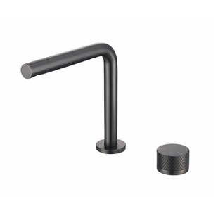 全铜分体式单把双孔面盆冷热水龙头洗脸盆高款艺术盆枪灰色拉丝银