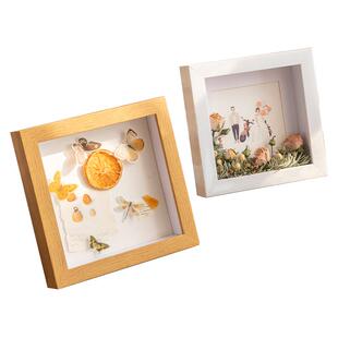 立体中空画框正方形加厚6cm干花展示框A4相框摆台蝴蝶昆虫标本框