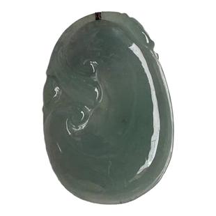 缅甸天然翡翠吊坠A货冰糯油青深绿色如意吊坠深绿色万事如意挂件