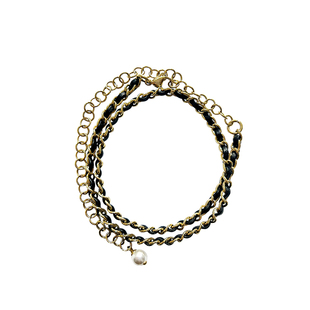 Annaya黄子弘凡同款皮穿链项链叠戴锁骨链毛衣链高级感新年礼物女