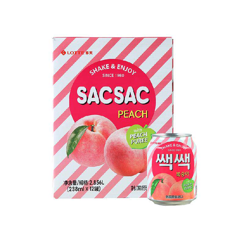乐天韩国原装进口桃汁238ml*12