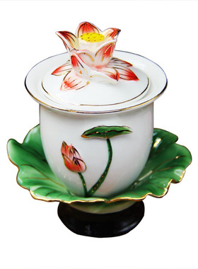 浮雕财神陶瓷家用供水杯