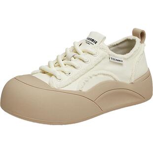 天美意厚底增高小白鞋帆布鞋板鞋女运动休闲鞋秋新款BJ321CM4