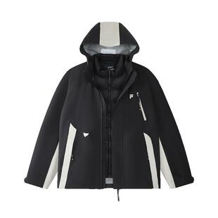 FILA FUSION斐乐潮牌羽绒服两件套男2025冬新款休闲拼色保暖外套