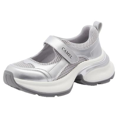 骆驼女鞋2025秋冬新款银色厚底魔术贴玛丽珍运动鞋女款单鞋