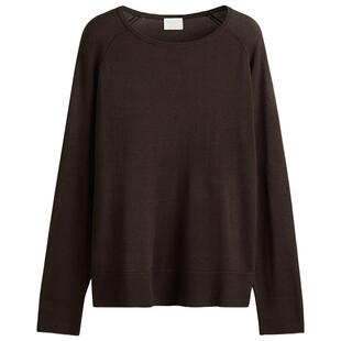 HM女装毛针织衫春季圆领长袖宽松版细密针织套衫1215703