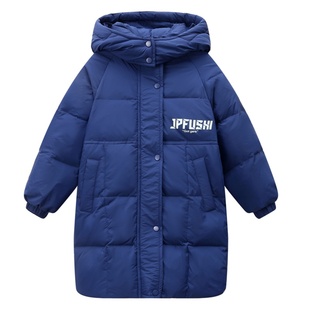 儿童排骨羽绒服中长款男童女童过膝长款中大童秋冬季加厚新款外套