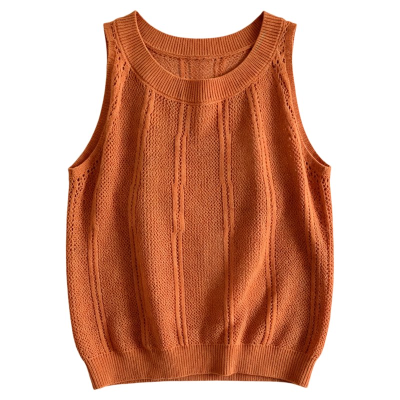镂空钩花挂脖冰丝针织衫女欧洲站
