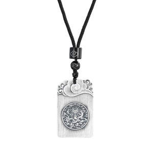 顺钦银楼S999纯银无事牌龙腾足银吊坠挂件男士个性平安扣礼物纪念