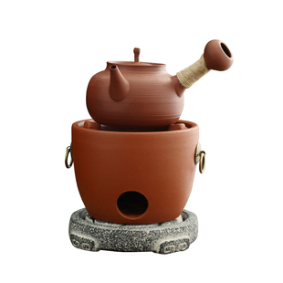 潮州红泥炭炉砂铫壶侧把烧水壶风炉仔碳电两用型复古功夫茶炉户外