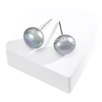 Color Sparkly小众轻奢设计时尚简约纯银珍珠耳钉清冷风银灰耳钉