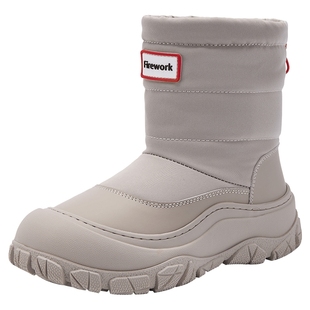 热风户外雪地靴女2025年冬季新款中筒休闲靴子百搭短靴加绒女鞋子