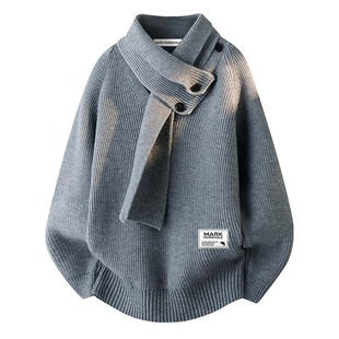 马克华菲氛围感围巾毛衣男款2025新款秋冬季男士加厚针织衫