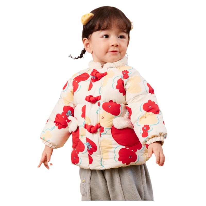 巴拉巴拉婴儿羽绒服女童新中式拜年服宝宝保暖外套儿童新款秋冬小