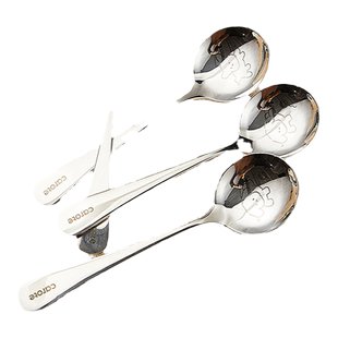 卡罗特勺子304不锈钢儿童吃饭喝汤勺小汤匙家用圆勺干饭人专用