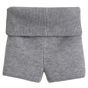 灰色针织短裤女春秋新款流行穿搭小个子甜妹白色性感短裤加绒裤子
