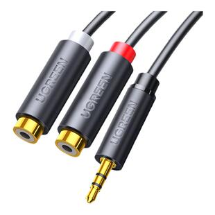 ugreen绿联3.5转rca母转接线电脑电视机顶盒手机接耳机音响箱功放