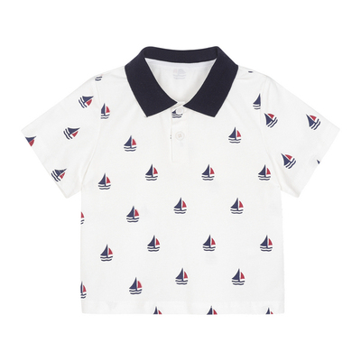 小O爸男婴童 男宝宝短袖t恤翻领POLO满印a类夏季2025新款婴儿上衣