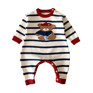 婴儿秋冬衣服加绒保暖满月宝宝连体衣冬装喜庆婴幼儿包屁衣爬爬服