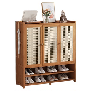 鞋柜2026新款入户门口外楼道鞋架衣帽架一体靠墙楼梯间超薄收纳柜