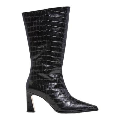 Flattered手工鳄鱼纹高跟长靴