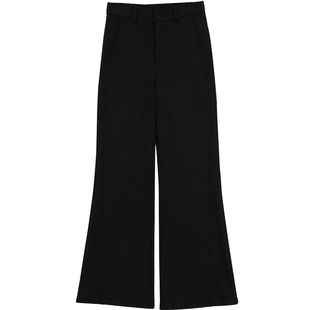 黑色加绒喇叭裤女2025年秋冬高腰显瘦弹力休闲西装裤小个子微喇裤