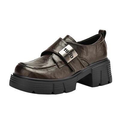 达芙妮黑色厚底乐福鞋女加绒2025新款保暖棉鞋小皮鞋冬季毛毛女鞋