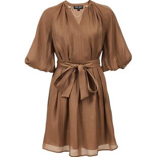 Vero Moda奥莱连衣裙春夏新款莱赛尔收腰灯笼袖气质A摆裙裙子好看