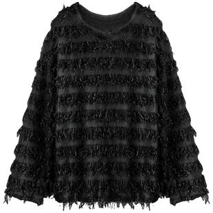 COCOBELLA设计感微透视流苏罩衫女慵懒松弛感毛边针织衫SE7006