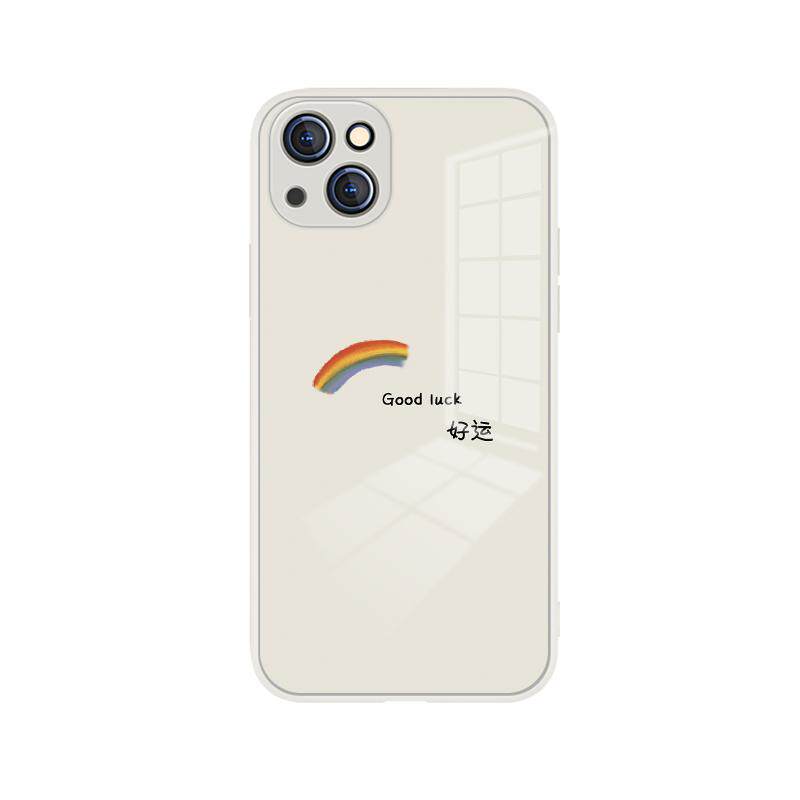 适用苹果14pro手机壳iPhone17promax新款13彩虹苹果15/12好运11promax简约风xr情侣xs小众