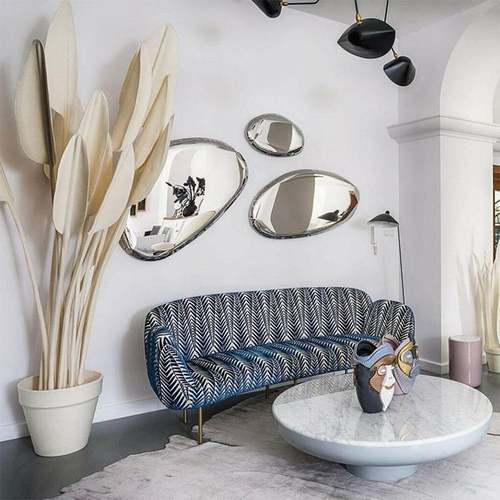 后现代设计师创意艺术水滴不锈钢镜子网红装饰挂墙玄关服装店壁饰