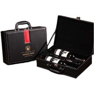 高档红酒包装盒礼品盒单支双支红酒箱子木盒新款皮盒礼盒送礼定制