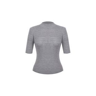 下蛋喵 80支扬子纱无缝一体16针美丽奴羊毛半袖针织打底上衣