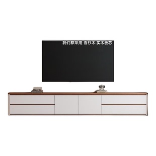 电视柜客厅家用储物实木落地中古风小户型2026高新款超薄极窄定制