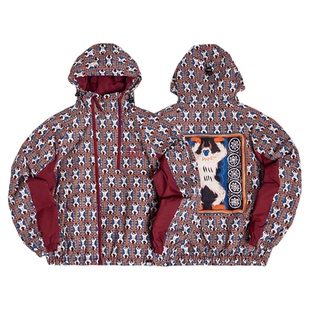 圣山2025秋冬阿里系列壁画满印连帽棉服原创休闲中性印花棉服外套