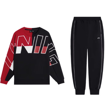 李宁童装套装男女大童保暖加绒运动长袖卫衣运动套装YWER034