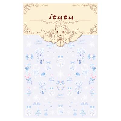 圣诞雪人雪花圣诞树浮雕美甲贴纸