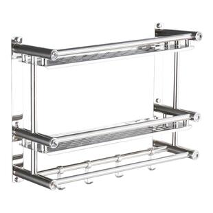 卫生间毛巾架毛巾架置物架一体壁挂白钢收纳架子免打孔浴室化妆品