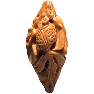 橄榄核单籽金玉满堂挂件镂空雕刻金鱼戏荷花橄榄胡手串项链吊坠子